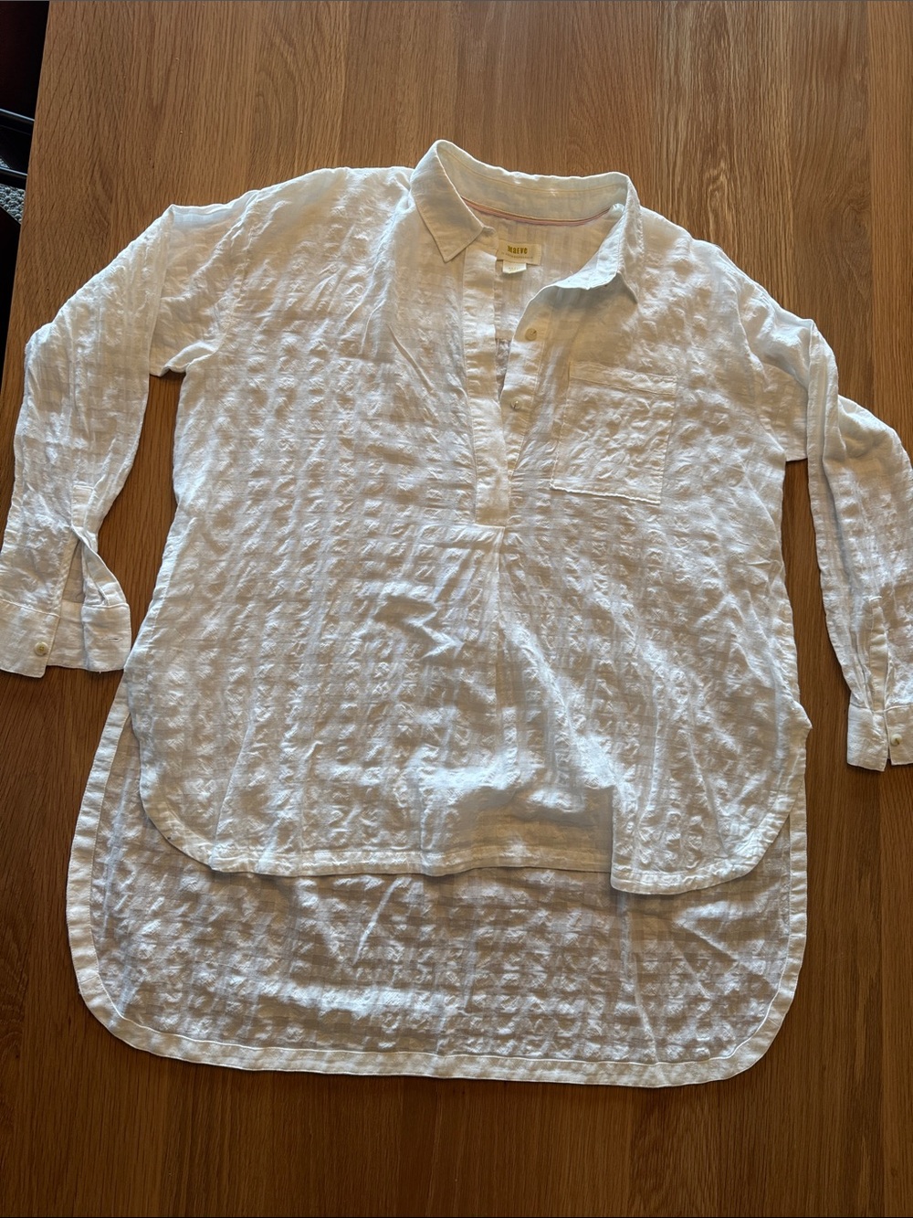 Maeve White Relaxed Linen Tunic with Chest Pocket